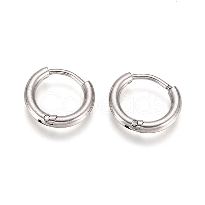 Tarnish Resistant 304 Stainless Steel Huggie Hoop Earrings EJEW-G272-02-8mm-P-1