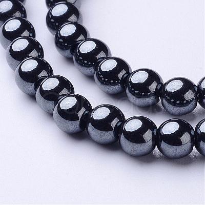 1 Strand Grade AAA Non-Magnetic Synthetic Hematite Round Beads Strands X-G-H1623-6mm-1-1