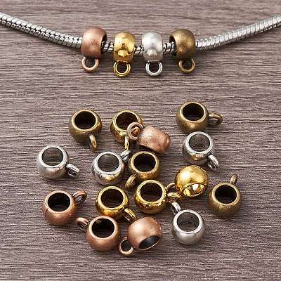 20Pcs 4 Colors Tibetan Style Alloy Rondelle Tube Bails FIND-YW0004-10-1