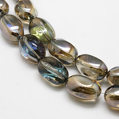 Full Rainbow Plated Crystal Glass Oval Beads Strands EGLA-F026-A03-1