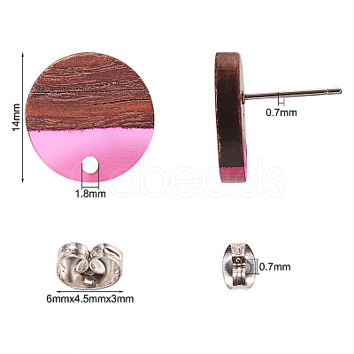 10Pairs 10 Colors Opaque Resin & Walnut Wood Stud Earring Findings MAK-CJ0001-11-1