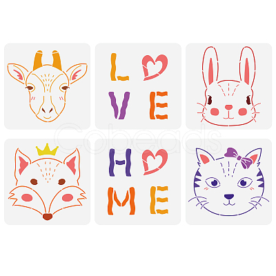 6Pcs 6 Styles Hexagon PET Hollow Out Drawing Painting Stencils DIY-WH0394-0038-1