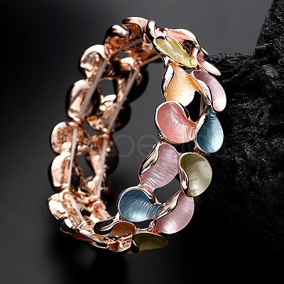 Coloful Alloy Enamel Links Stretch Bangles BJEW-B100-06-1