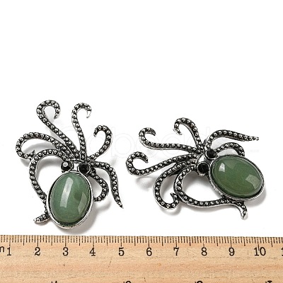 Natural Green Aventurine Octopus Brooch G-Z050-01A-1