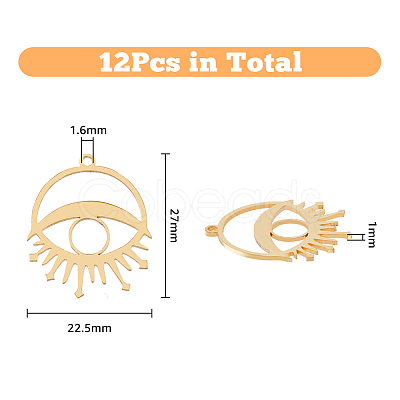 DICOSMETIC 12Pcs PVD Vacuum Plating 201 Stainless Steel Pendants STAS-DC0007-15-1