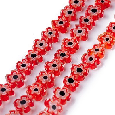 Handmade Millefiori Glass Bead Strands LAMP-J035-8mm-07-1