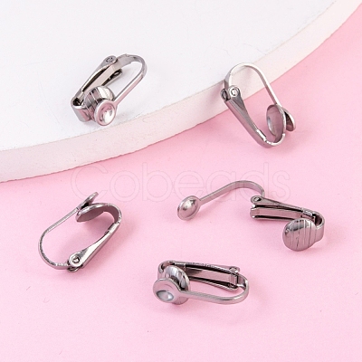 Tarnish Resistant 304 Stainless Steel Clip-on Earring Findings X-STAS-G081-63P-1