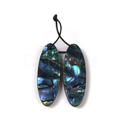 2Pcs Natural Abalone Shell/Paua Shell Pendants SHEL-A005-01G-1