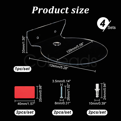 Acrylic Wall Mounted Adhesive Router Storage Rack TV Set Top Box Holders ODIS-WH0001-48A-03-1