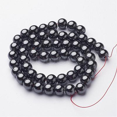 1 Strand Grade AAA Non-Magnetic Synthetic Hematite Round Beads Strands X-G-H1623-8mm-1-1