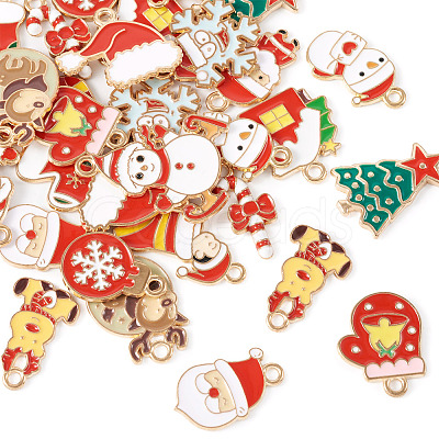 Pandahall 32Pcs 16 Styles Christmas Theme Alloy Enamel Pendants ENAM-TA0001-64-1