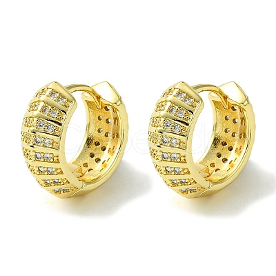 Brass with Cubic Zirconia Hoop Earrings EJEW-K267-09G-1