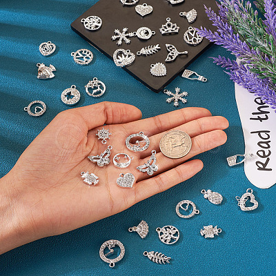 Pandahall 50Pcs 25 Styles Alloy Rhinestone Charms FIND-TA0002-94-1