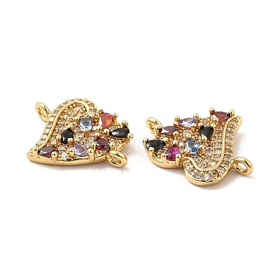 Brass Micro Pave Cubic Zirconia Connector Charms KK-H441-58G-1