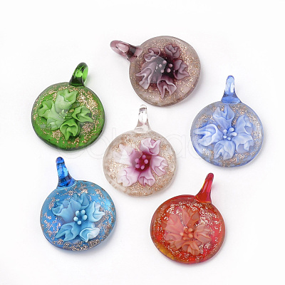 Handmade Gold Sand Lampwork Pendants LAMP-S189-07-B-1