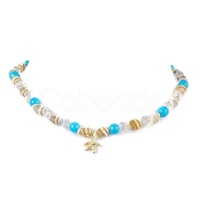 Natural Sea Shell Beaded Necklaces NJEW-JN04796-02-1