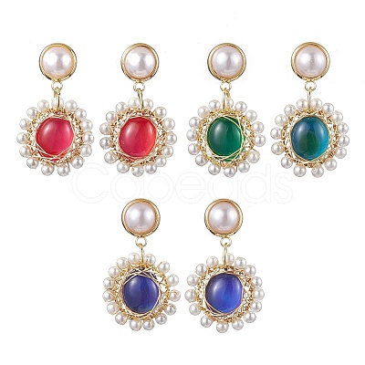 3Pairs 3 Colors Changing Color Mood Stud Earring EJEW-TA00480-1