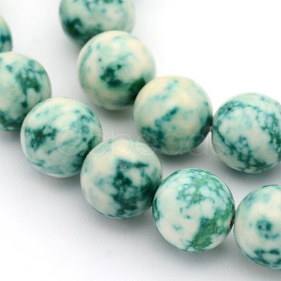 Natural Ocean White Jade Round Beads Strands X-G-F188-8mm-01-1