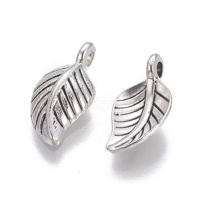 Tibetan Style Alloy Leaf Pendants TIBEP-1011-AS-LF-1