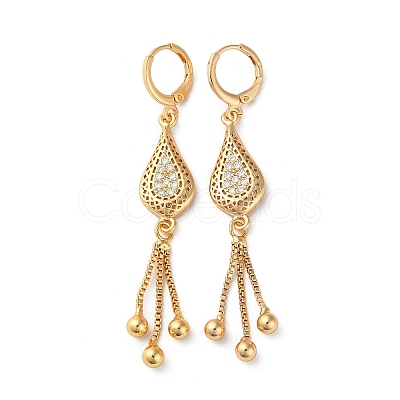 Rhinestone Teardrop Leverback Earrings EJEW-K256-40KCG-1