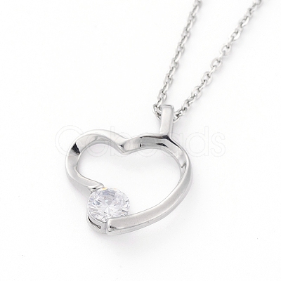 Brass Cubic Zirconia Pendant Necklaces NJEW-JN02619-01-1