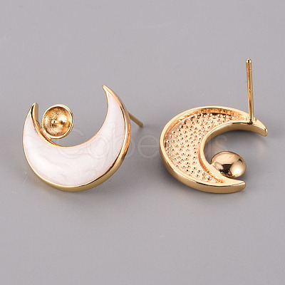 Brass Enamel Stud Earrings Findings KK-T062-115G-A-NF-1