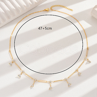 Unique Brass Triangle Tassel Pendant Necklaces for Women SM3705-1