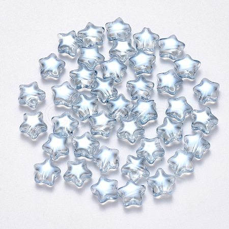 Transparent Spray Painted Glass Beads GLAA-R211-04-G02-1