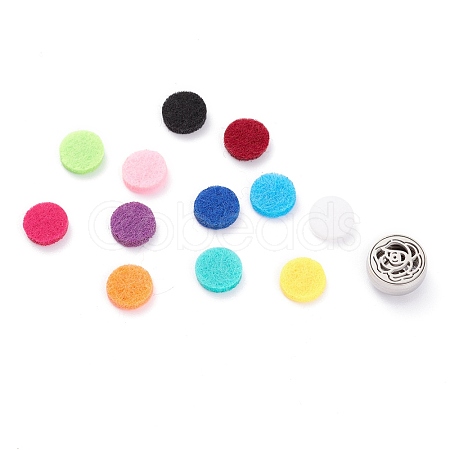 304 Stainless Steel Magnetic Diffuser Locket Aromatherapy Essential Oil Buckle AJEW-M027-04P-1