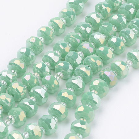 Electroplate Opaque Glass Beads Strands EGLA-J145-AB8mm-A02-1