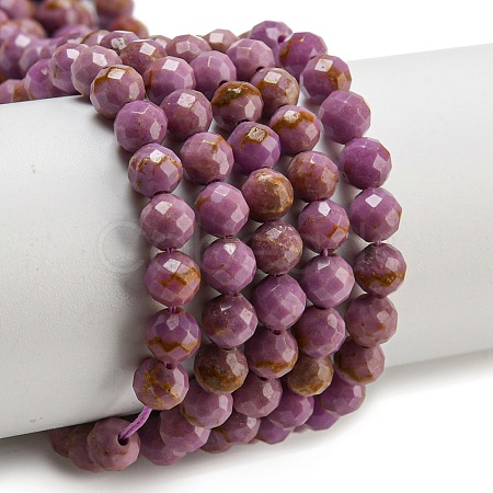 Natural Lepidolite/Purple Mica Stone Beads Strands G-NH0011-A01-02-1