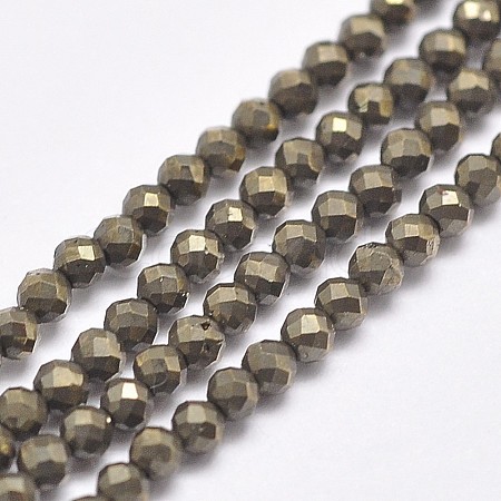 Natural Pyrite Beads Strands X-G-D862-57-2mm-A-1