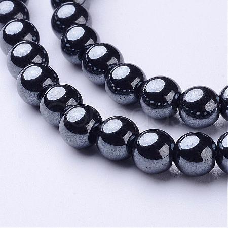 1 Strand Grade AAA Non-Magnetic Synthetic Hematite Round Beads Strands X-G-H1623-6mm-1-1