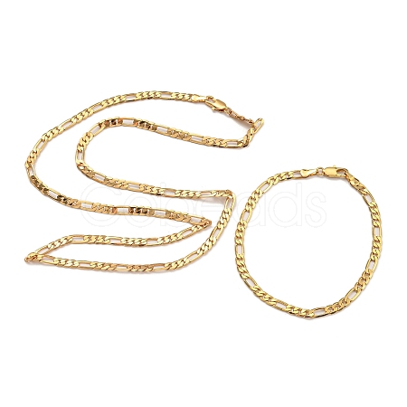 Brass Figaro Chain Bracelets & Necklaces for Women NJEW-U011-11G-1