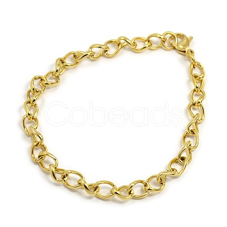 Fashionable 304 Stainless Steel Side Twisted Chain Bracelets STAS-A028-B073G-1