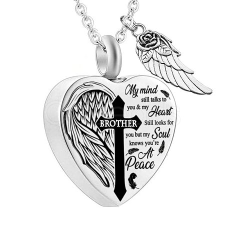 Heart and Wing Urn Ashes Pendant Necklace BOTT-PW0001-039A-1