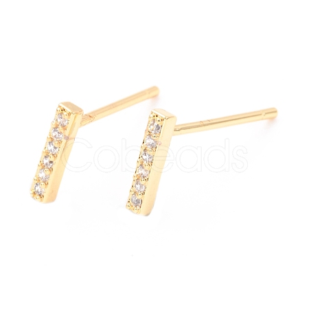 Brass Micro Pave Clear Cubic Zirconia Stud Earrings EJEW-O103-20G-1