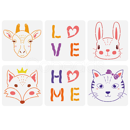 6Pcs 6 Styles Hexagon PET Hollow Out Drawing Painting Stencils DIY-WH0394-0038-1