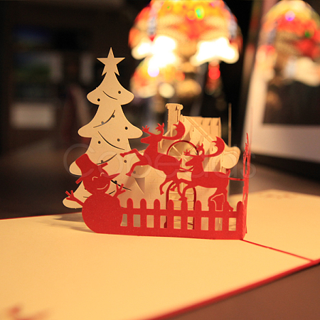 Merry Christmas 3D Pop Up Christmas House Greeting Cards X-DIY-N0001-117R-1