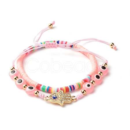 Handmade Polymer Clay Heishi Beads Stretch Bracelets Set BJEW-JB07349-03-1
