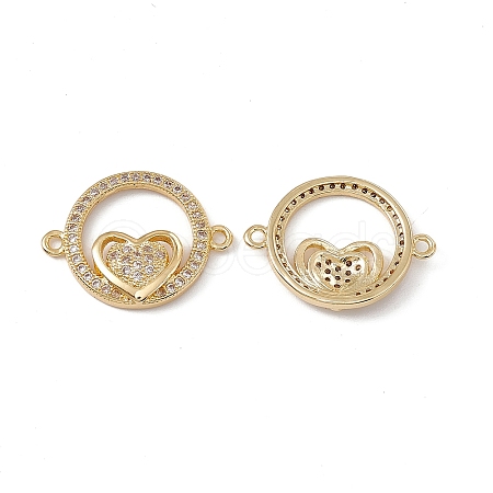 Brass Micro Pave Clear Cubic Zirconia Connector Charms KK-E068-VC081-1