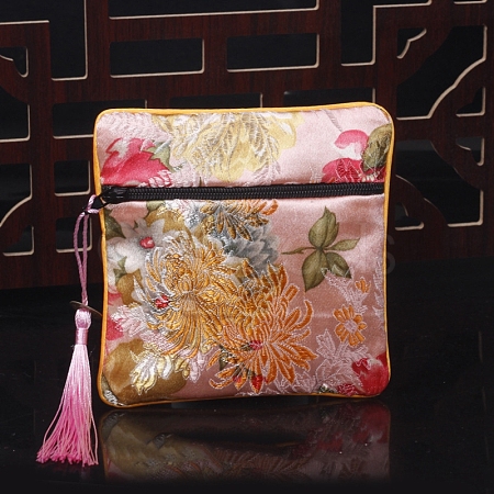 Square Chinese Style Cloth Tassel Bags PW-WG62144-09-1