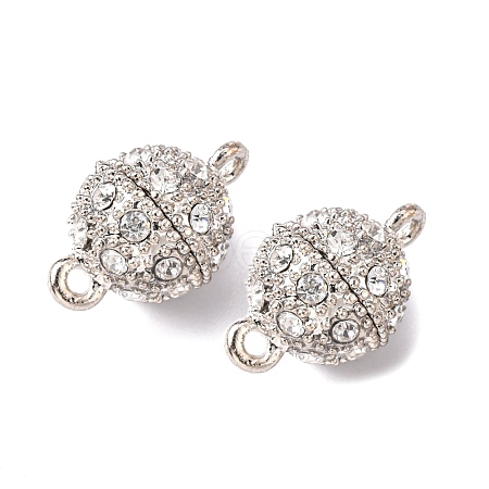 Alloy Rhinestone Magnetic Clasps with Loops X-RB-H116-3-N-1-1