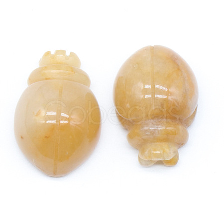 Natural Yellow Jade Carved Healing Beetle Figurines PW-WG28176-02-1