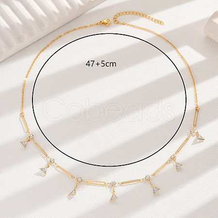 Unique Brass Triangle Tassel Pendant Necklaces for Women SM3705-1