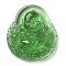 Glass Pendants, Figure of Buddha, Green, 39.5x36x10.5mm, Hole: 1mm