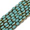 Electroplate Glass Beads Strands, Opaque Solid Color, Half Golden Plated, Faceted, Oval, Dark Turquoise, 7x4.5x3.5mm, Hole: 0.8mm, about 49~51pcs/strand, 12.99''~13.90''(33~35.3cm)