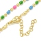 Brass Enamel Column Link Chain Necklaces, Real 18K Gold Plated, Lead Free & Cadmium Free & Nickel Free, Long-Lasting Plated, Colorful, 17.13~17.72 inch(43.5~45cm)