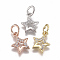 Brass Micro Pave Cubic Zirconia Charms, with Jump Ring, Long-Lasting Plated, Star, Clear, Mixed Color, 11x8x2mm, Hole: 3mm