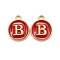 Golden Plated Alloy Enamel Charms, Cadmium Free & Lead Free, Enamelled Sequins, Flat Round, Red, Letter.B, 14x12x2mm, Hole: 1.5mm